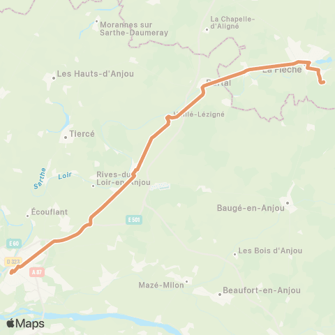 Aléop Maine-et-Loire Angers / Seiches / La Flèche map
