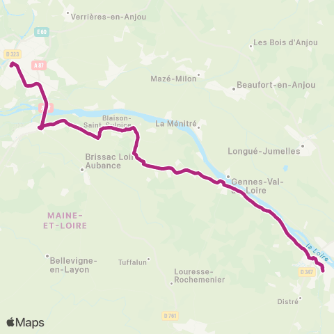 Aléop Maine-et-Loire Angers / Juigné / Gennes / Saumur map