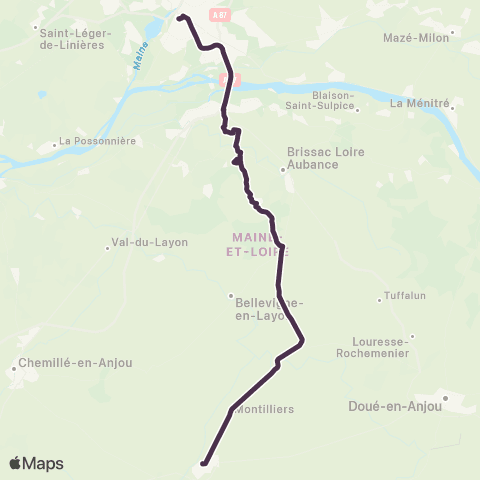 Aléop Maine-et-Loire Angers / St Melaine / Martigné-Briand / Vihiers map
