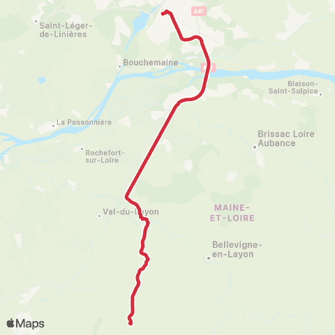 Aléop Maine-et-Loire Angers / Beaulieu-sur-Layon / Valanjou map