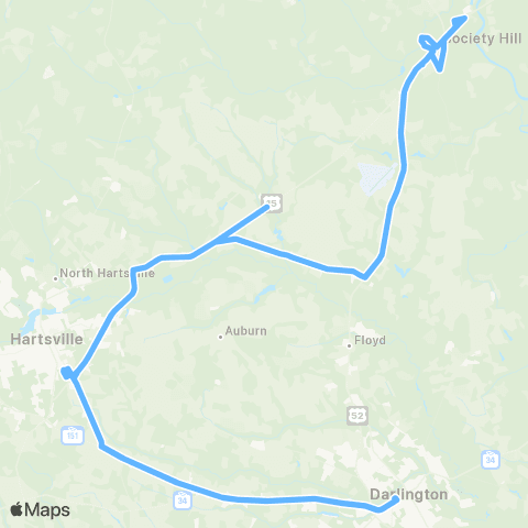 Pee Dee RTA Society Hill Commuter map