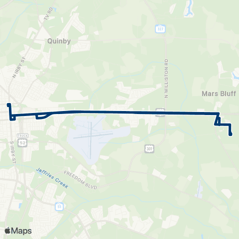 Pee Dee RTA Florence Route 7 Marion to Florence map