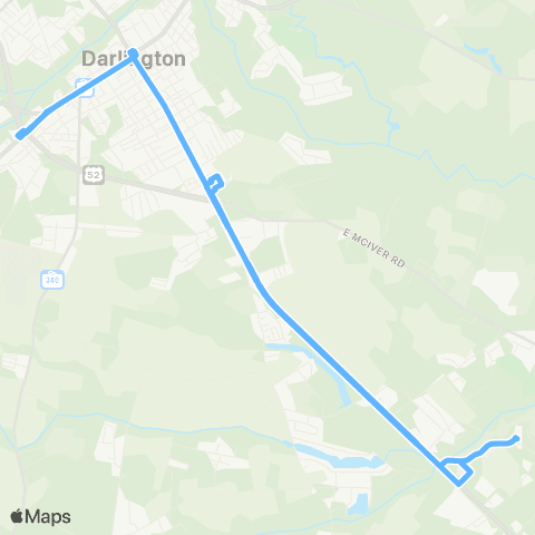 Pee Dee RTA Darlington to Florence Commuter map