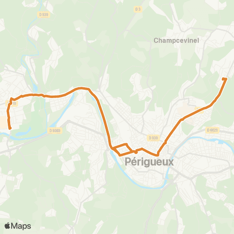 Péribus Ligne E1 map