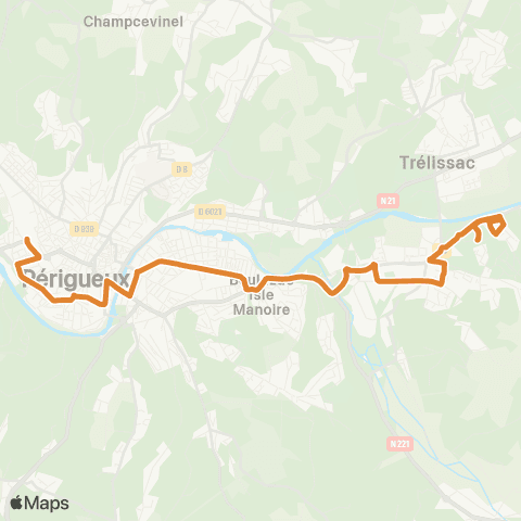 Péribus Ligne E5 map