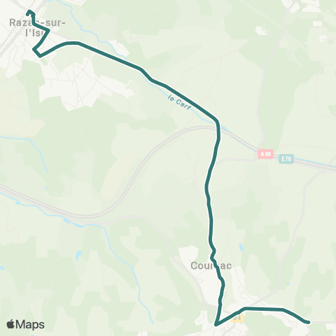 Péribus Ligne R13 map