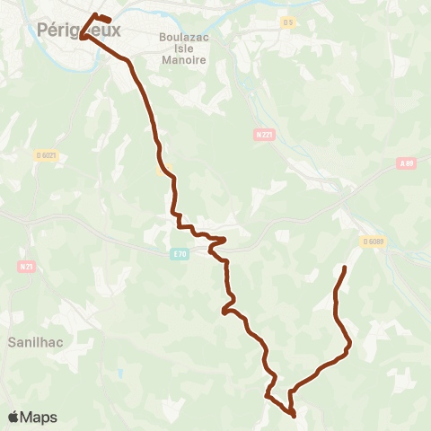 Péribus Ligne S12 map