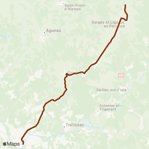 Péribus Ligne S15 map