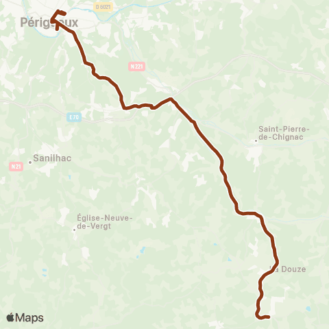 Péribus Ligne S18 map