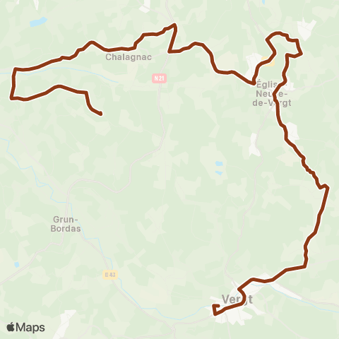 Péribus Ligne S21 map