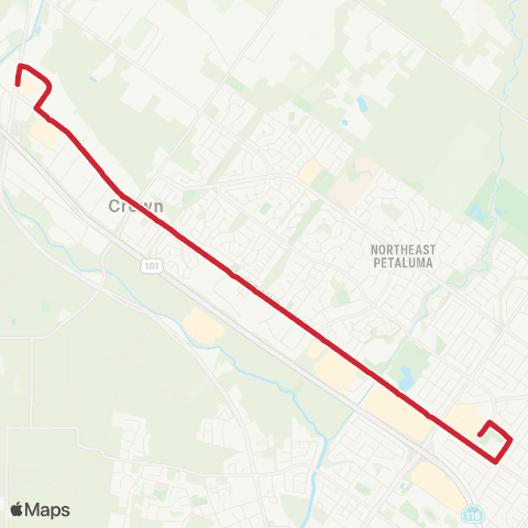 Petaluma Transit N McDowell Blvd map