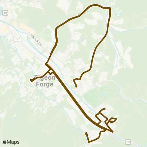 Pigeon Forge Mass Transit South Parkway map