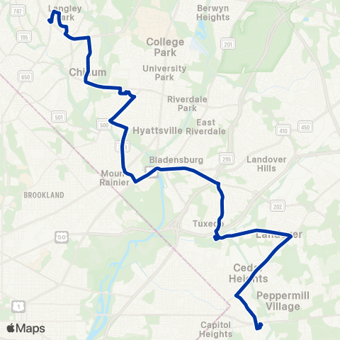 TheBus Takoma Langley - Addison Rd map