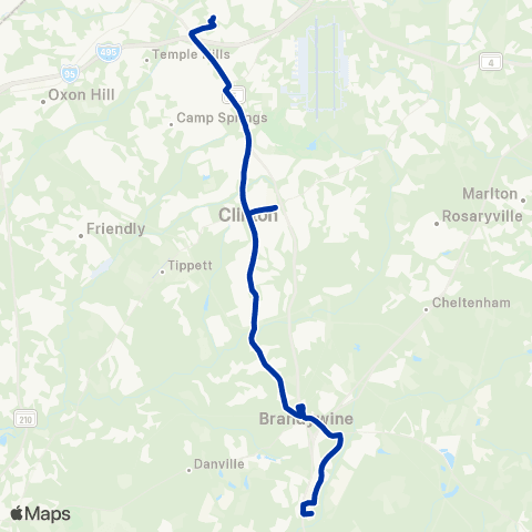 TheBus Branch Ave - Brandywine map