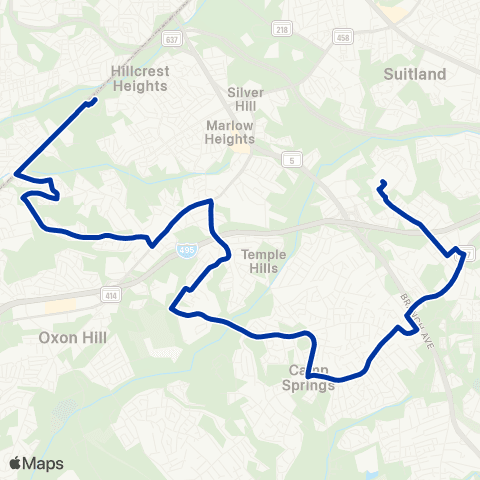 TheBus Southern Ave - Branch Ave map