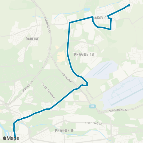 PID Palmovka - Letňany - Čakovice - Miškovice map