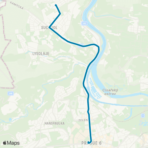 PID Dejvická - Suchdolské Náměstí - Suchdol map
