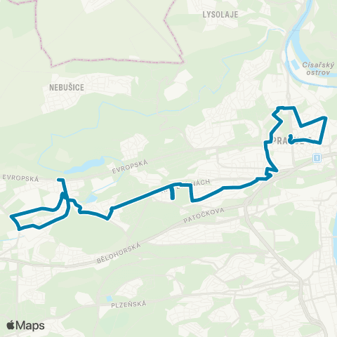PID Dejvická - Divoká Šárka map
