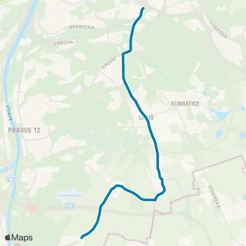 PID Kačerov - Sídliště Písnice - Písnice - Točná map