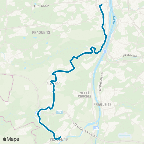 PID Na Knížecí - Pod Lochkovem / Nádraží Radotín map