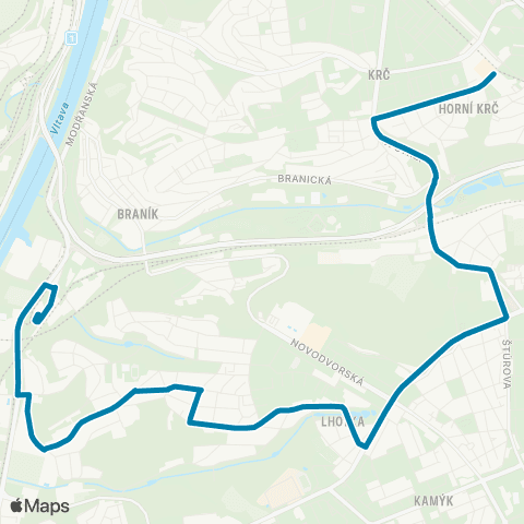 PID Poliklinika Budějovická - Nádraží Braník map