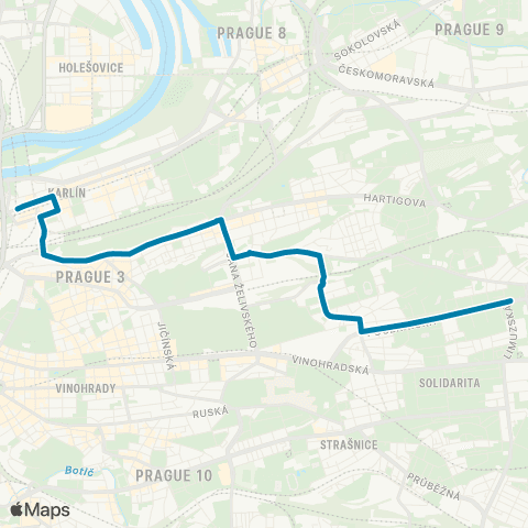 PID Florenc - Sídliště Malešice map
