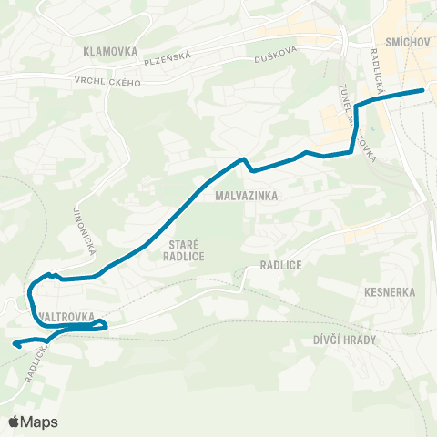 PID Na Knížecí - U Waltrovky - Jinonice map