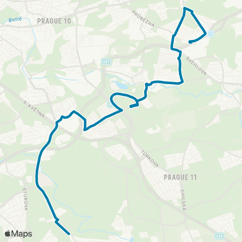 PID Ústavy Akademie Věd - Sídliště Spořilov - Skalka - Sídliště Skalka map