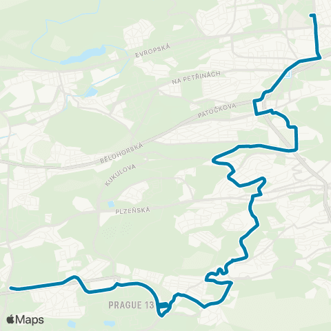PID Dejvická - StodůLky-Bavorská map