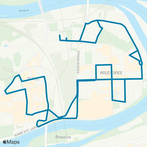PID Nádraží Holešovice - Oc Stromovka - Nádraží Holešovice map
