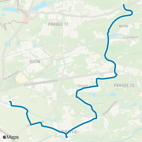 PID Kukulova - Luka - Řeporyjské Náměstí - Třebonice map