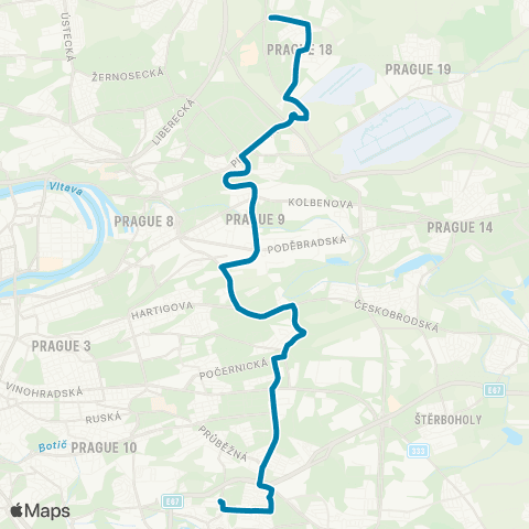 PID Sídliště Letňany - Poliklinika Zahradní Město - Jesenická map