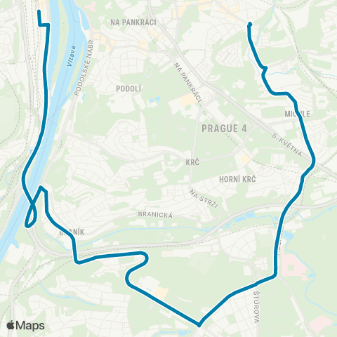 PID Smíchovské Nádraží - Kačerov - Kloboučnická map