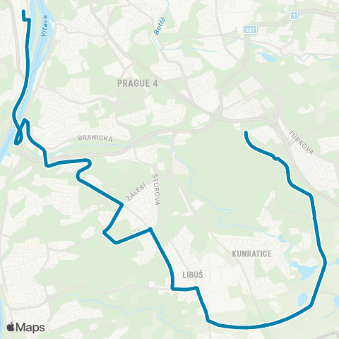 PID Smíchovské Nádraží - Sídliště Písnice - Roztyly map