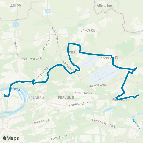 PID Nádraží Holešovice - Černý Most map
