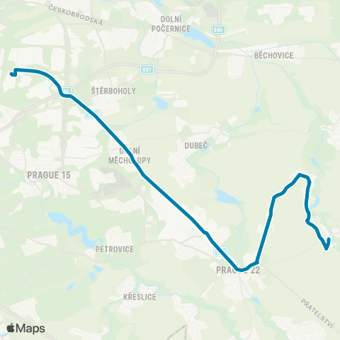 PID Depo Hostivař - Sídliště Uhříněves - Královice map