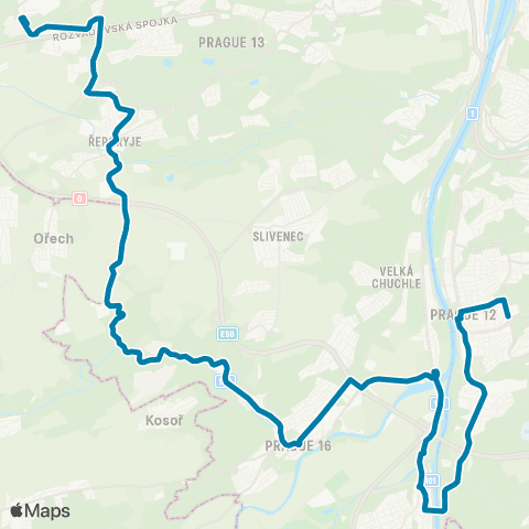 PID Zličín - Obchodní Centrum Sárská - Poliklinika Modřany map