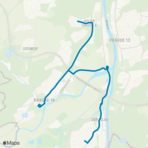 PID Sídliště Zbraslav - Velká Chuchle map