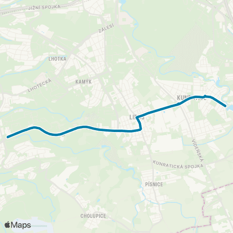 PID Poliklinika Modřany - Kunratická Škola / Šeberák map