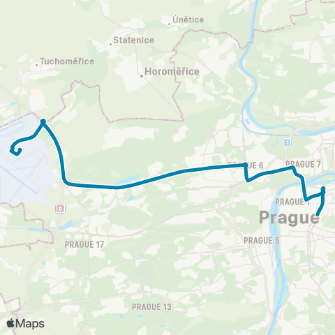 PID Hlavní Nádraží - Letiště / Terminál 1 map