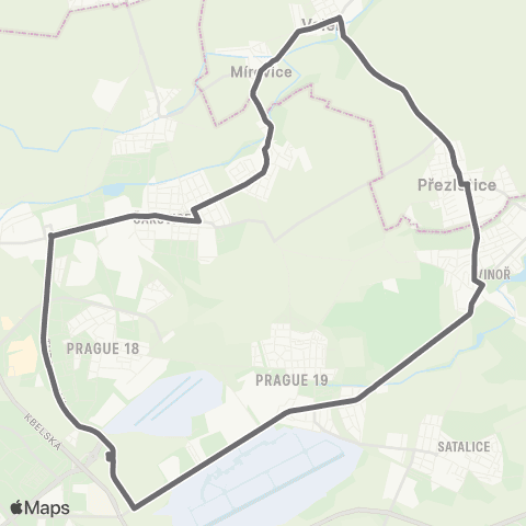 PID Praha,Letňany - Přezletice - Praha,Letňany map