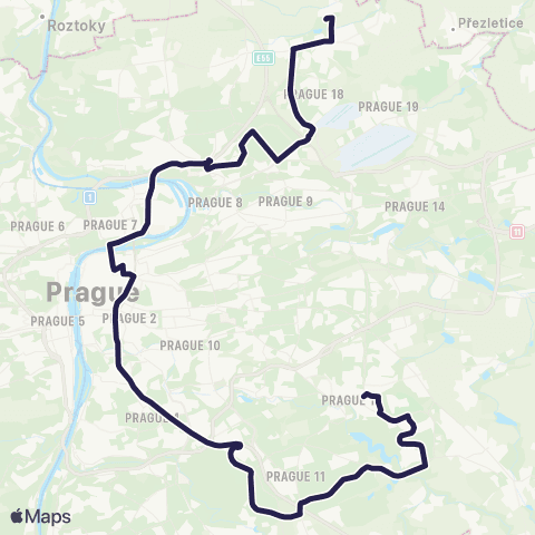 PID Sídliště Čakovice - Nádraží Hostivař map