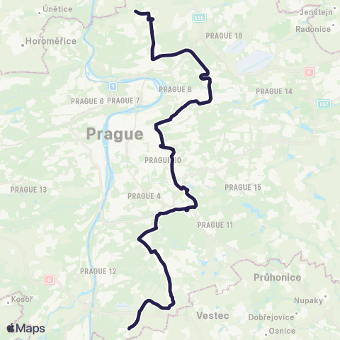 PID Dolní Chabry - Točná map