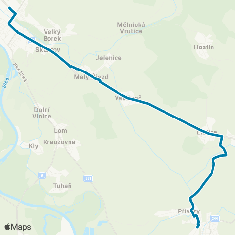 PID Mělník,Žel.St. - Všetaty,Žel.St. map