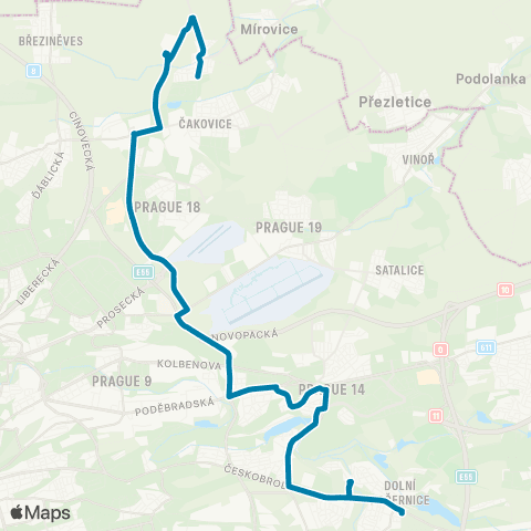PID Třeboradický Hřbitov - Dolní Počernice map