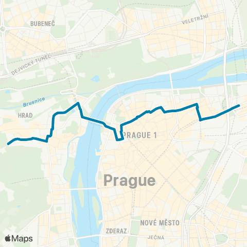 PID Florenc - Nemocnice Pod Petřínem map