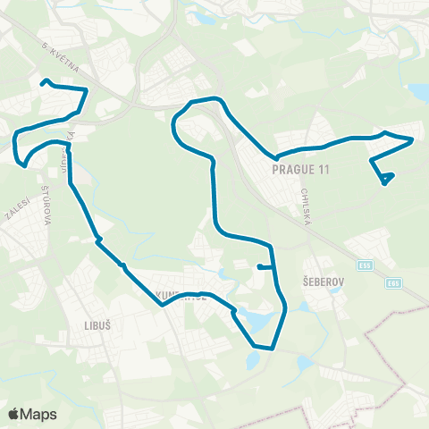 PID Poliklinika Budějovická - Háje map