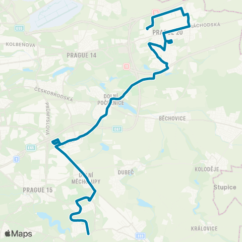 PID Stavební Zóna Horní Počernice - Sídliště Petrovice map