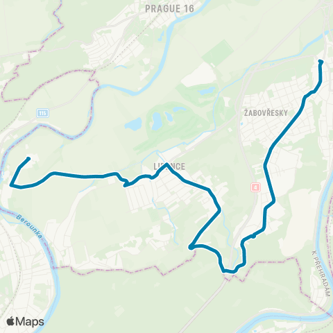 PID Zbraslavské Náměstí - Dolní Černošice map