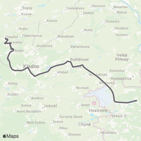 PID Praha,Nádraží Veleslavín - Smečno map